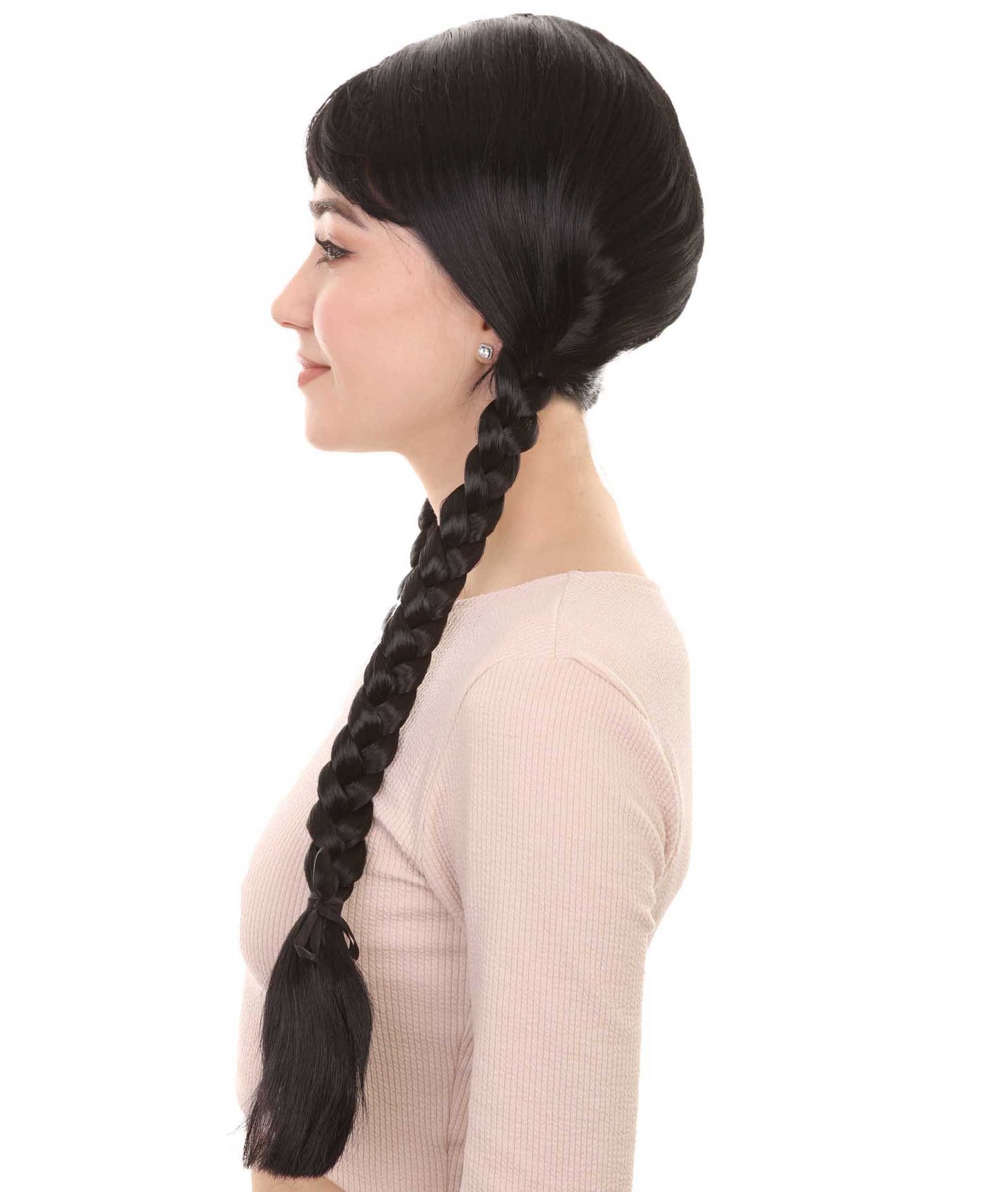 大人の女性用ダッチガールブラックウィッグ H-3633 ハロウィンに最適 難燃性シンセティックファイバー