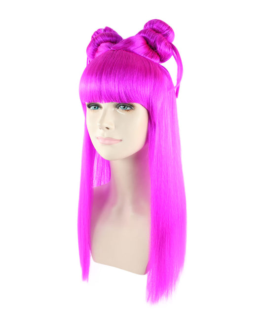 Wigs2you ハロウィン パーティー プレミアム レディース H-1229 快適なフィット感のネオン フューシャ アジアン プリンセス ウィッグ