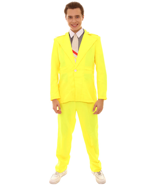 男性用 JCP-002_4 70'sロックスター スーツ コスチューム ディッキーとタイ付き プレミアム イエロー ハロウィンコスチューム