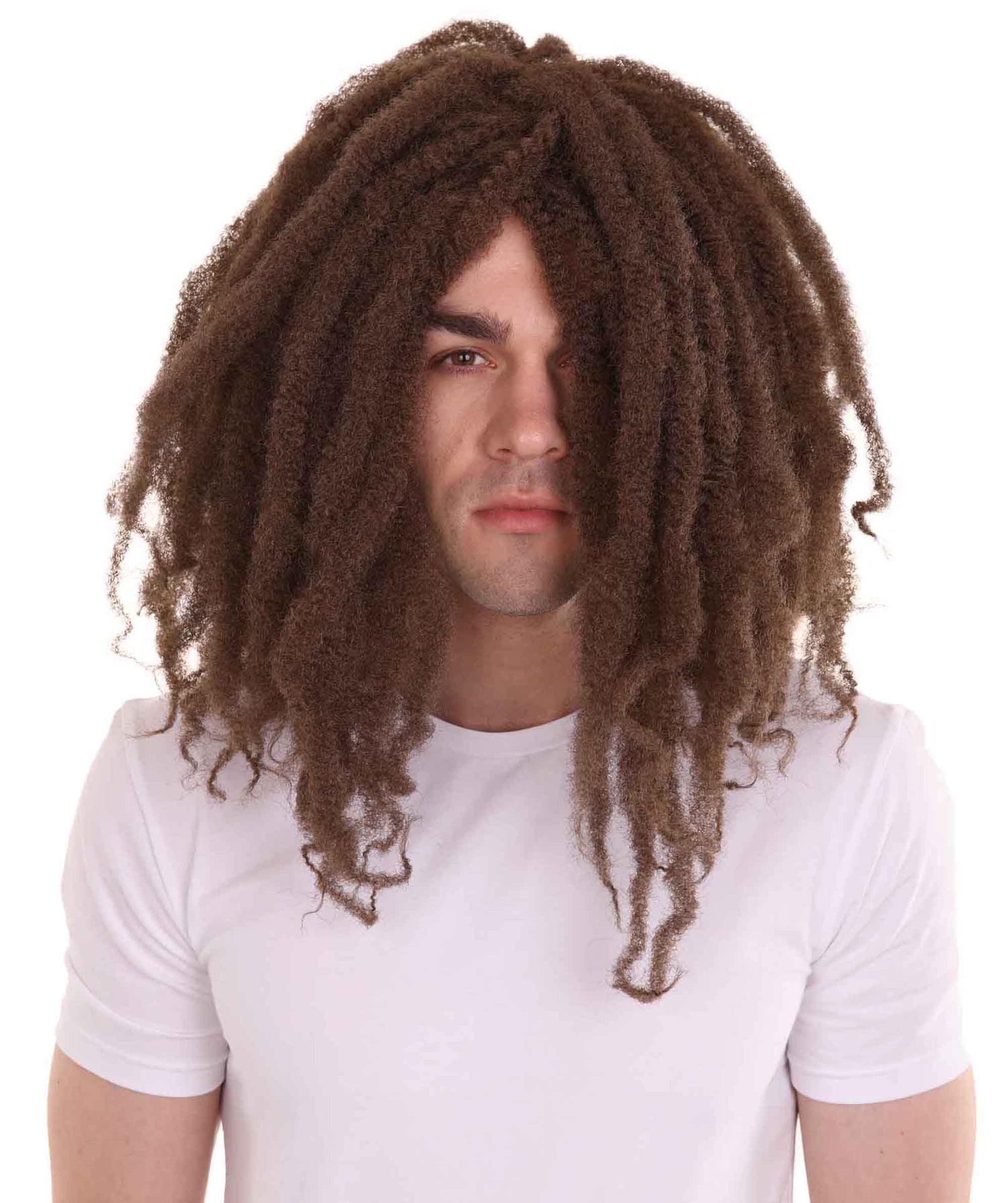 Dreadlock人間髪|ライトブラウンの歴史的人物コスプレ・ハロウィンかつら|割増空気を通すCaplessなキャップH-2082