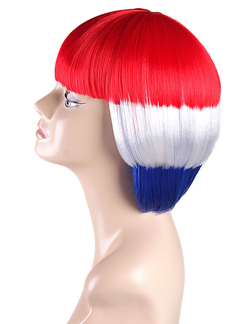 ハロウィンパーティープレミアムレディース Flag-002 ボブウィッグ マルチカラー ファンシーキャラクターファッションウィッグ ソフト合成繊維