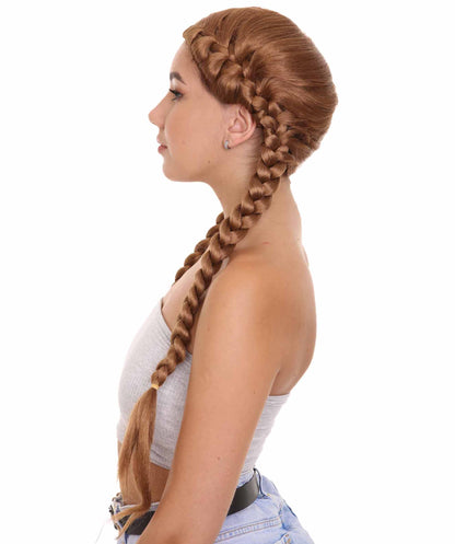 Wigs2youハロウィンパーティープレミアムレディースH-1926 着けやすい 非常に快適 ロングブラウン編み込みウィッグ