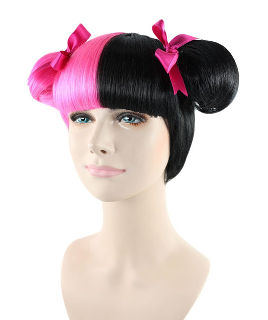 Wigs2you ハロウィン パーティー プレミアム レディース H-1445 着けやすい 快適なフィット感 独占コスプレウィッグ メラニー マルティネス スタイル ピンクとブラックウィッグ