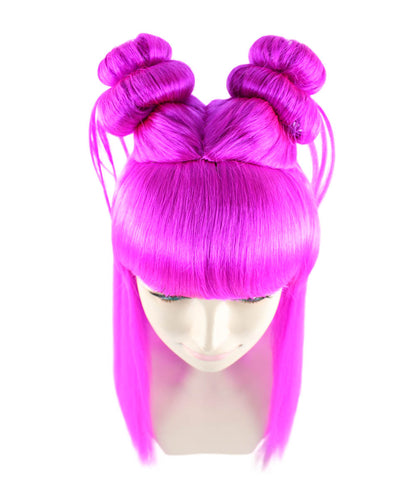 Wigs2you ハロウィン パーティー プレミアム レディース H-1229 快適なフィット感のネオン フューシャ アジアン プリンセス ウィッグ