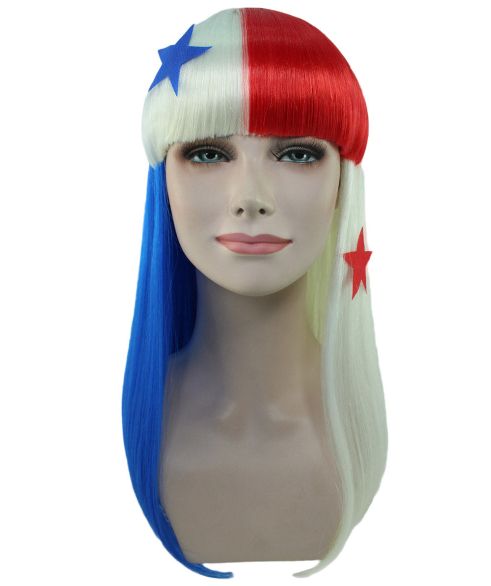 ハロウィンパーティープレミアムレディース Flag-003  マルチカラー ファンシーキャラクターファッション ロングウィッグ ソフト合成繊維