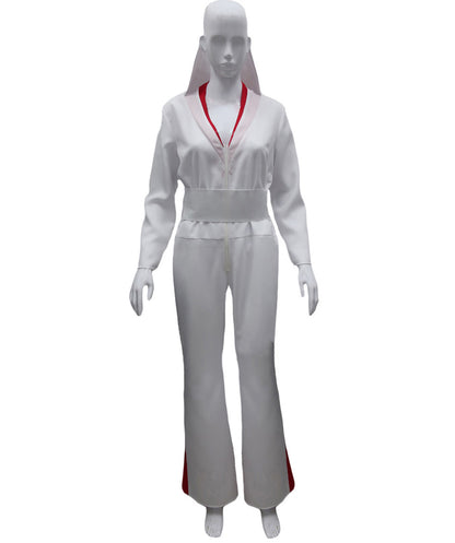 女性 JCP-162 のデラックスセクシージャンプスーツコスチューム シーケンス付き ホワイト コスプレコスチューム