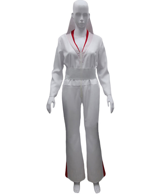 女性 JCP-162 のデラックスセクシージャンプスーツコスチューム シーケンス付き ホワイト コスプレコスチューム