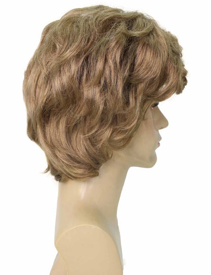 ハロウィンパーティー プレミアム 大人用 男性の「Careless Whisper WHAM」の軽い茶色のカーリーパーマウィッグ H-5693