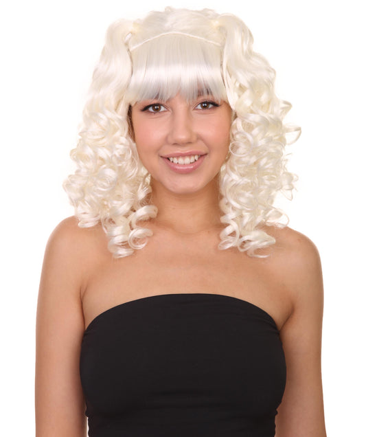 女性用コロニアルレディ ホワイトウィッグ1 H-4552 歴史的ウィッグ プレミアム通気性キャップレスキャップ