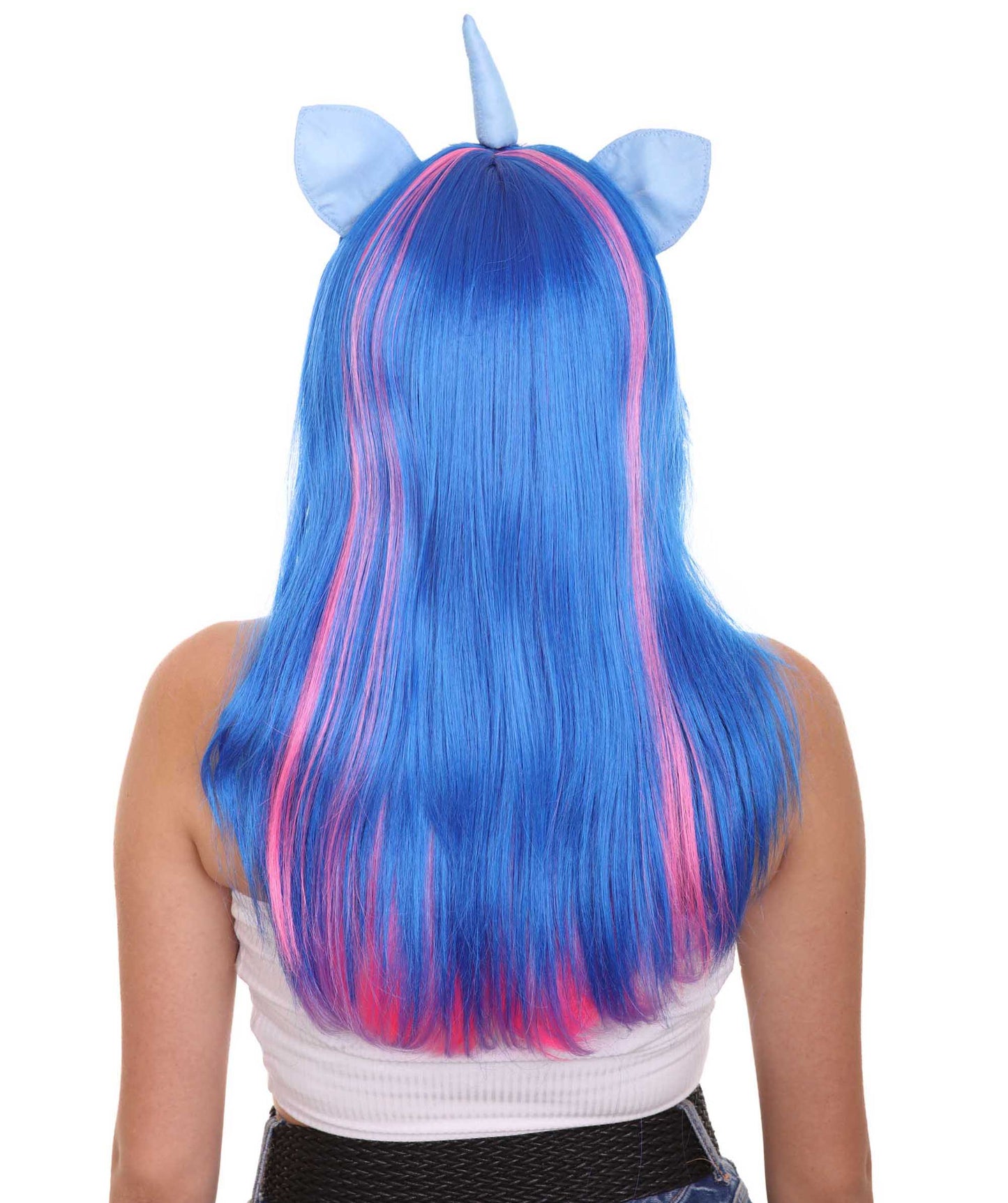 ユニコーンの角と耳の女性用ウィッグ H-3369 華やかなパーティーイベント準備完了のハロウィンウィッグ プレミアム通気性のあるキャップレスキャップ