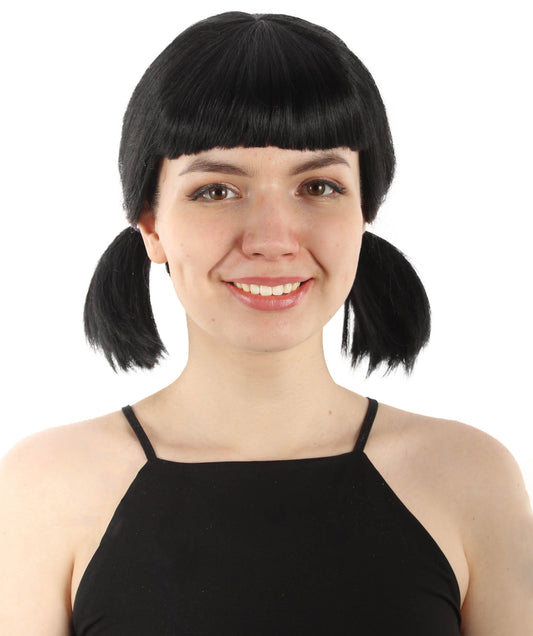Wigs2you.com レディース ウィッグ 黒髪おさげ ヨンヒ風 韓国ドラマ風 フルウィッグ ハロウィン・仮装・コスプレ用 合成繊維 耐熱仕様 H-5491