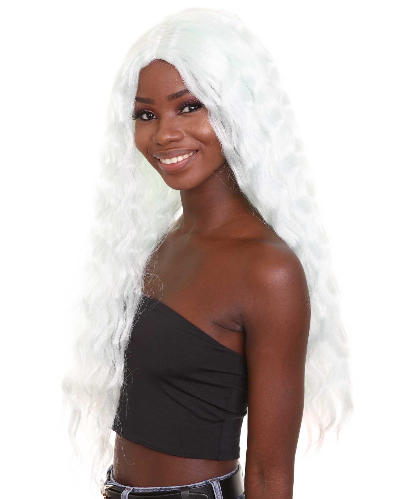 ハロウィンパーティープレミアム H-5255 女性用ロングレングスプラチナシルバーセイソーアーティストウィッグ シルバー