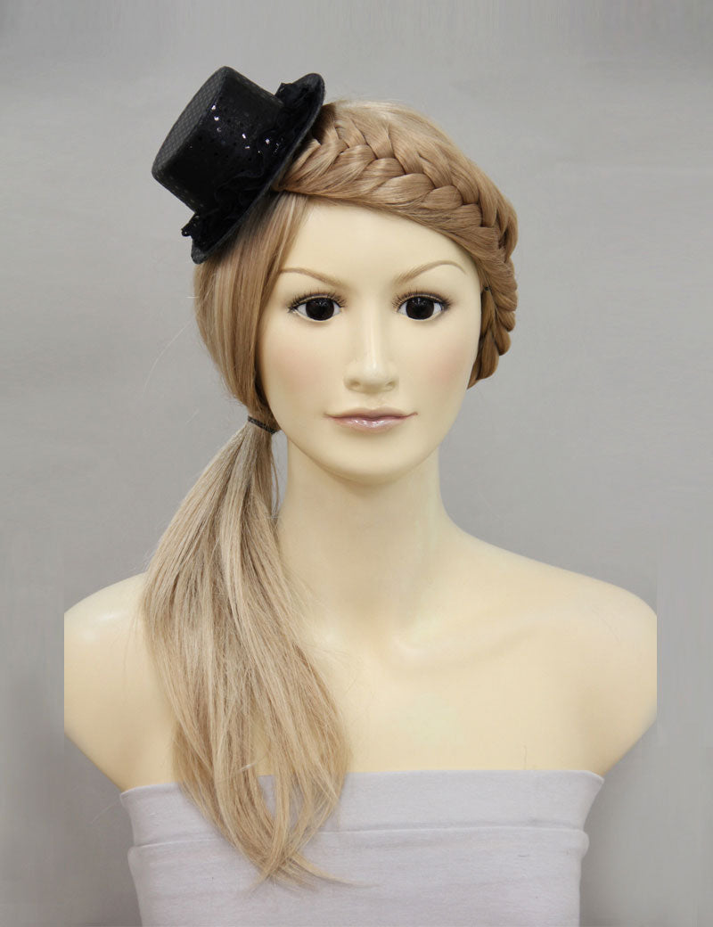 女性 W-8219 のおしゃれな ライトブロンド 三つ編みヘアアクセサリー 合成繊維