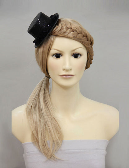 女性 W-8219 のおしゃれな ライトブロンド 三つ編みヘアアクセサリー 合成繊維