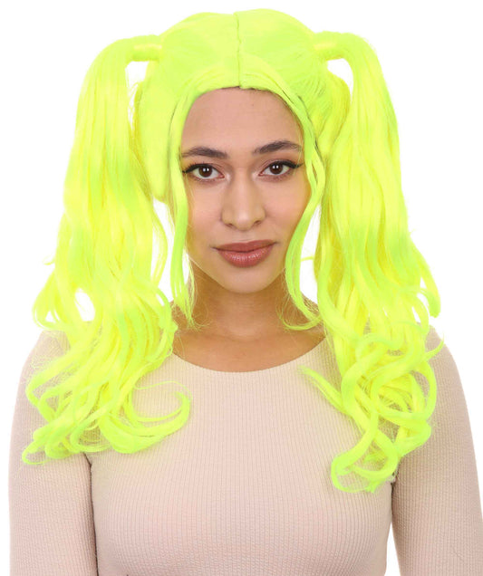 Wigs2you ハロウィンパーティー プレミアム レディース H-742 ドリー ピグテールウィッグ ネオングリーン色