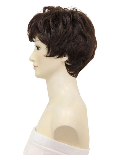 人毛ミックス | モノスキン半手植えの高品質ウィッグ | 医療用上品なショートスタイル | ウィッグネット付き HTBP-002