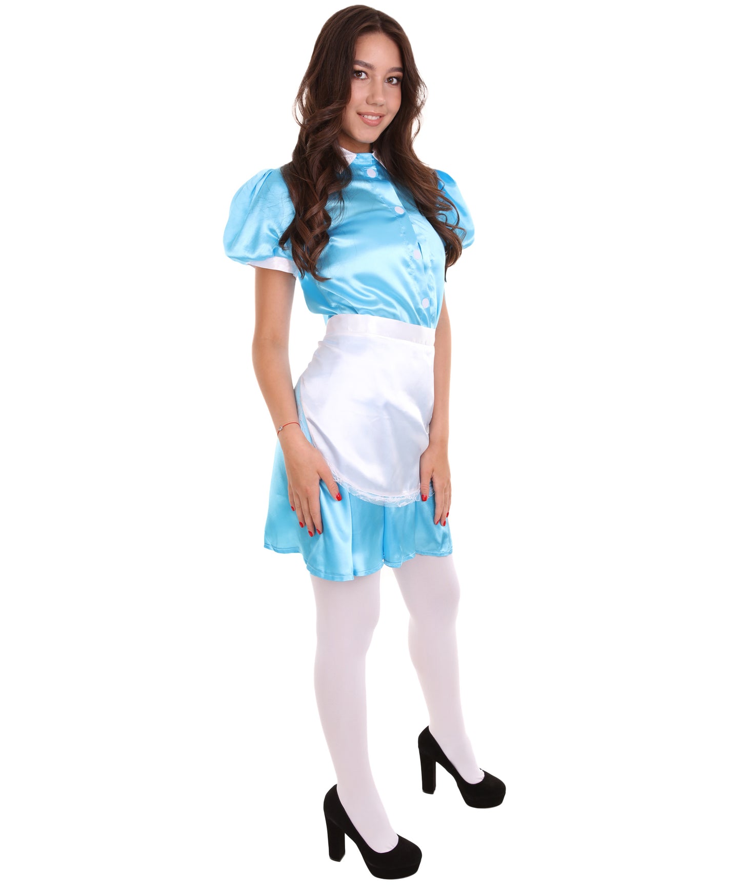 大人用女性の JCO-328_18 フレンチエプロンメイド制服 レイクブルー コスプレコスチューム