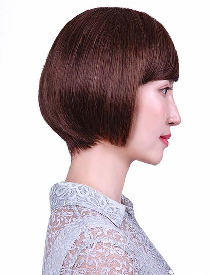 30歳〜40歳 若者の短い HT-022 100% ヒューマンヘア ナチュラルエレガンス ハンドタイド ヒューマンヘア束