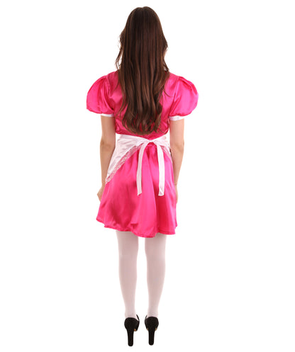 大人用女性の JCO-328_12 フレンチエプロンメイド制服 ダークピンク コスプレコスチューム