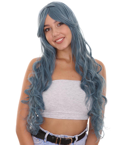 Wigs2you ハロウィンパーティ プレミアムレディース H-2033 着用しやすく とても快適 ロングブルーカーリーウィッグ