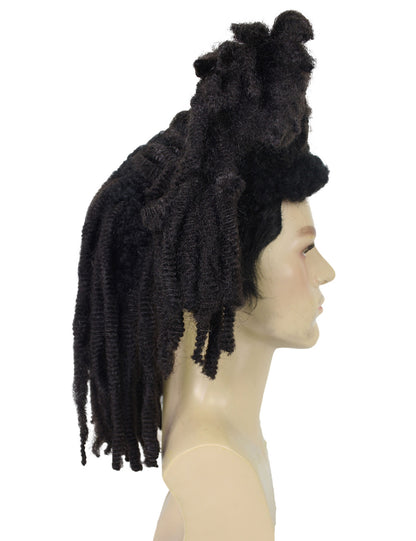 ハロウィンパーティー プレミアム 大人用 男性の「Jean Michel Basquiat」の黒でスタイリッシュなウィッグ H-5699