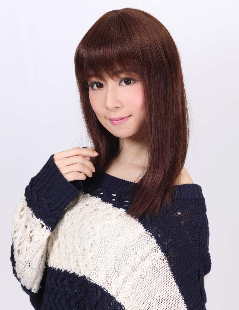 女性用 人毛ストレートロングウィッグ。女性らしく綺麗！ ウィッグネット付き