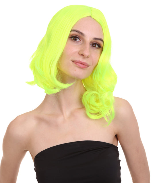 Wigs2you ハロウィン パーティー プレミアム 簡単に着用できる H-1152 とても快適なネオン グリーン カーリー レディ ウィッグ