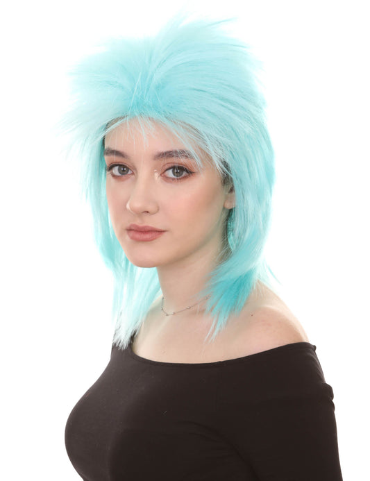 Wigs2you ハロウィン パーティー プレミアム H-1315 簡単に着用でき 快適なフィット感 80 年代女性 Lt ブルー ロッカー スタイル ウィッグ