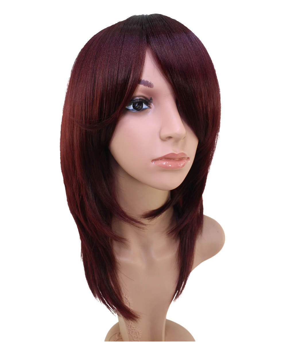 レディースファッション C-071 ロングストレート C-ワインレッド コスプレヒートスタイラブルウィッグ