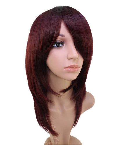 レディースファッション C-071 ロングストレート C-ワインレッド コスプレヒートスタイラブルウィッグ
