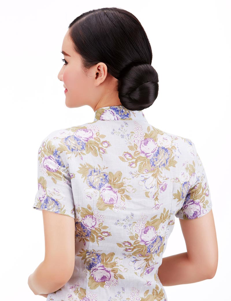 女性 W-8401 のスタイリッシュなバンズヘアスタイル ブラック 合成繊維