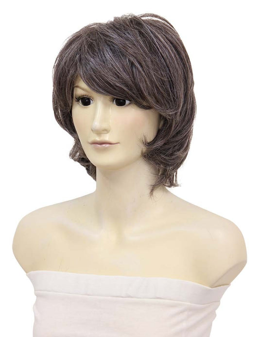 人毛ミックス | モノスキン半手植えの高品質ウィッグ | 医療用上品なショートスタイル | ウィッグネット付き HTBP-003
