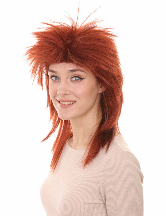 Wigs2you ハロウィン パーティー プレミアム H-1307 簡単に着用でき 快適なフィット感 80 年代女性ダーク オーバーン ロッカー スタイル ウィッグ
