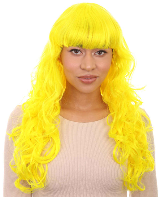 Wigs2you ハロウィンパーティープレミアム H-842 バットマン 女性ジョーカーウィッグ ネオンイエロー色