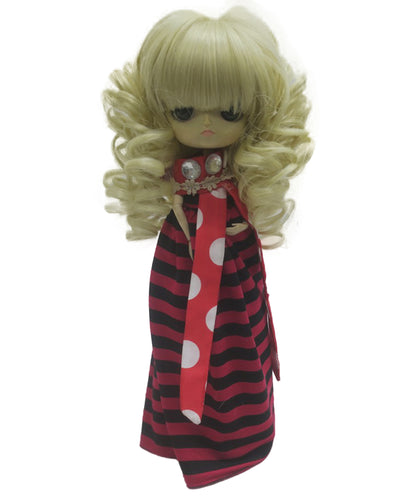 Wigs2you WD40-023 7インチブロンドカーリードール用ウィッグ｜スタイリング済み合成毛、フルバング付き、BJDやコレクタードールに最適