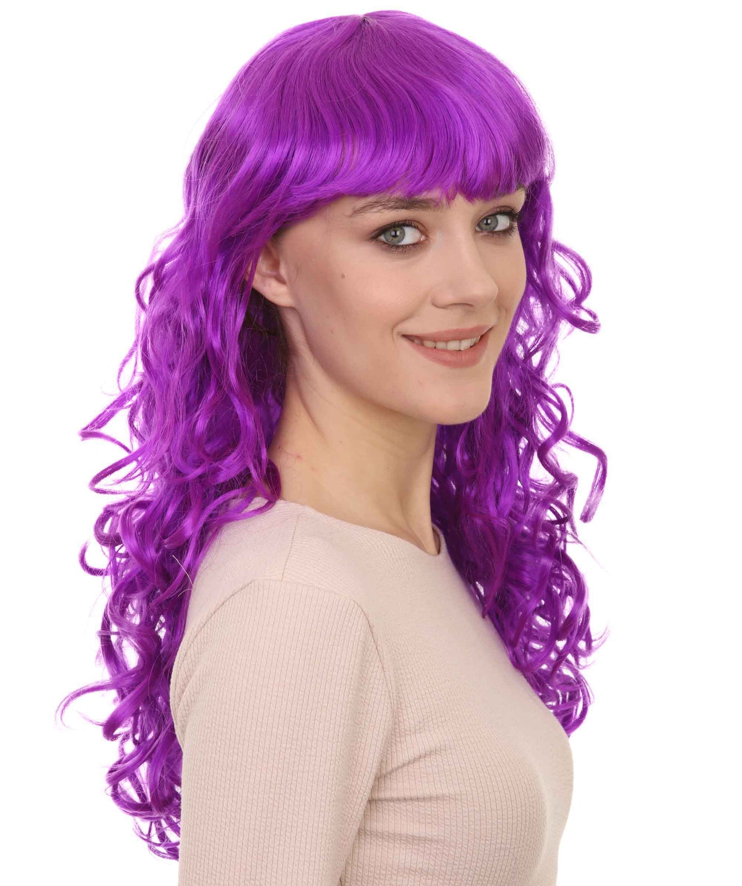 Wigs2you ハロウィン パーティー プレミアム H-844 バットマン 女性ジョーカー ウィッグ ネオンパープル色