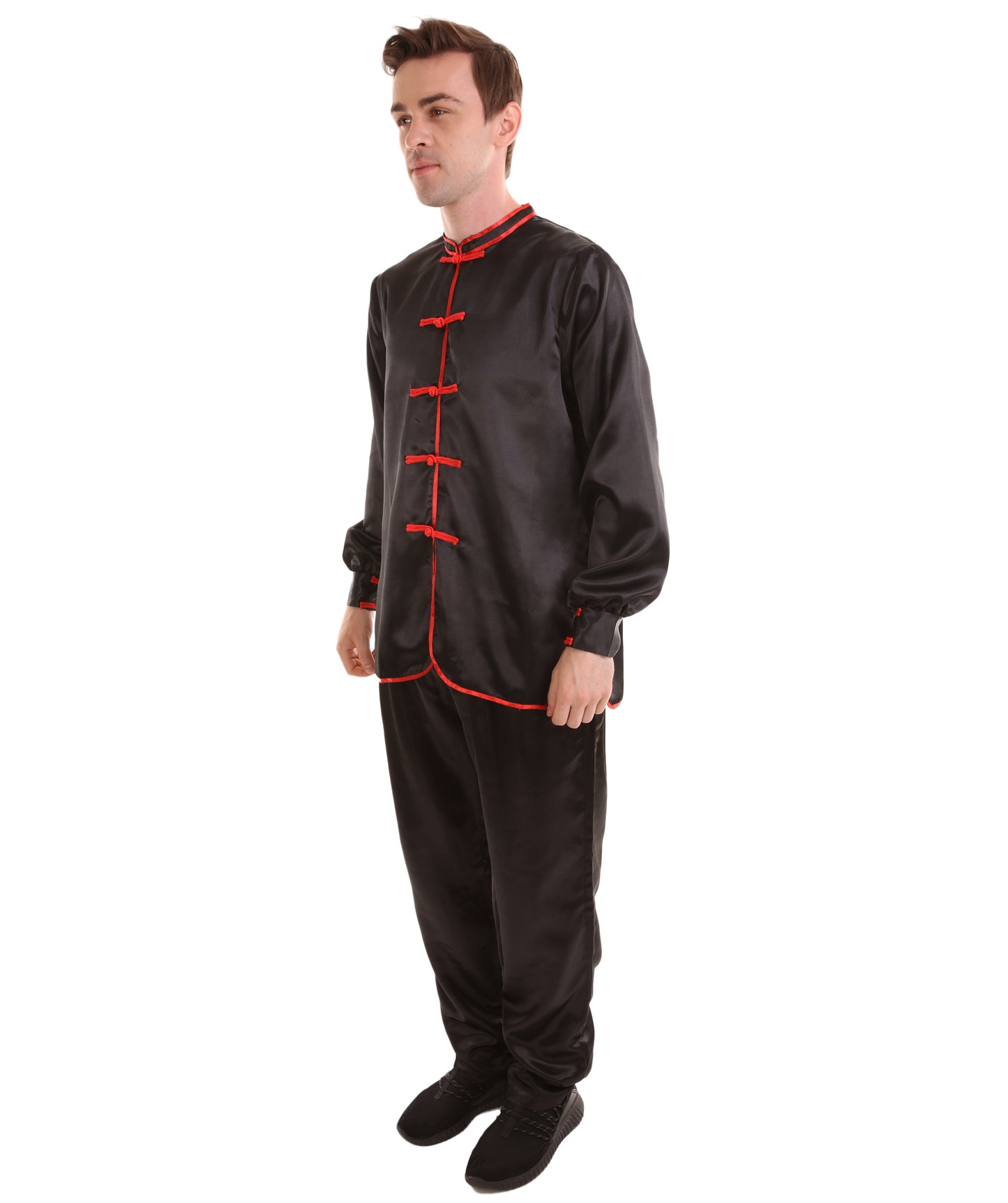 大人用メンズ JCO-269 中国の伝統的なカンフー ブラックサテン 制服 コスプレ衣装