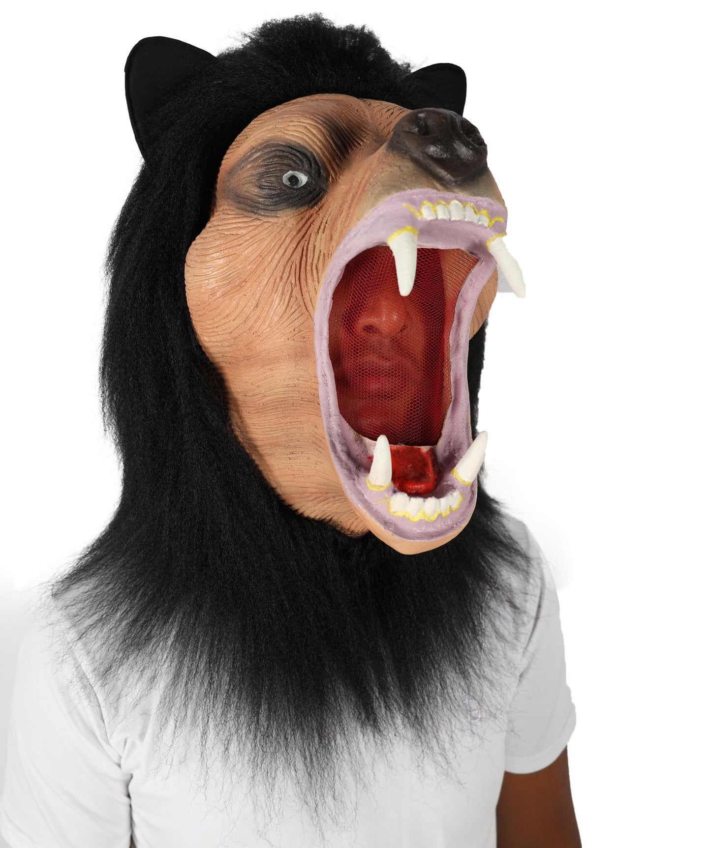 ユニセックス毛皮動物ウィッグとマスクセット H-6771BR ハロウィンやテーマパーティー用の完全な動物コスプレ
