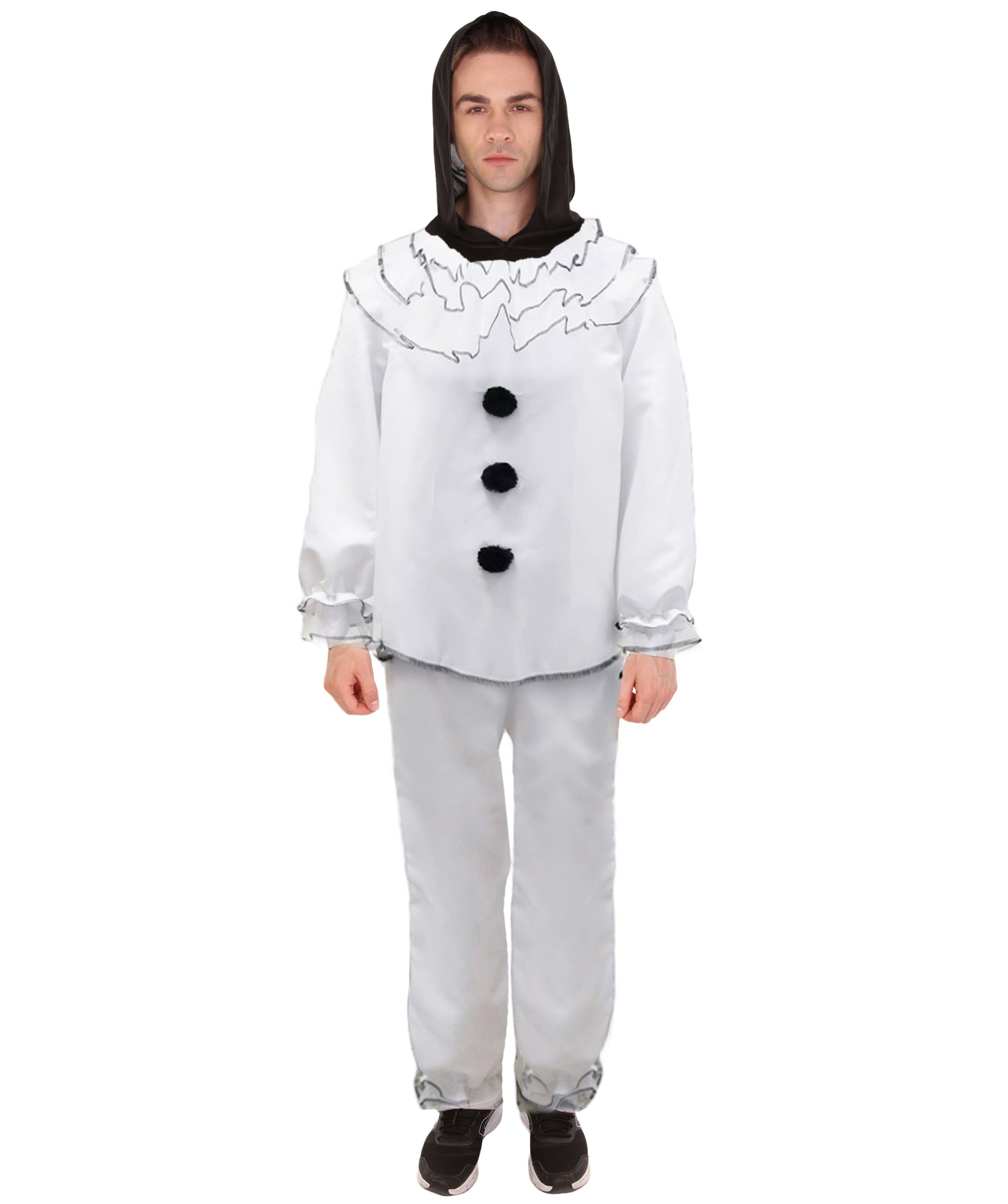男性 JCP-168 のヴィンテージクラウンスケアリーコスチューム ホワイトハロウィンコスチューム