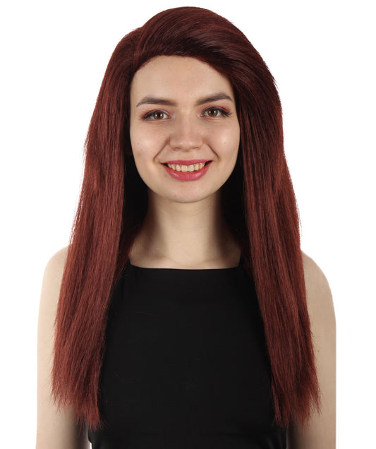 女性用ロングストレートサイドパートコスプレウィッグ ダークブラウン H-5220_21 ファンシースタイル プレミアムハロウィンパーティーウィッグコレクション