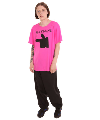 大人向け女性用 バレンタインデー ホットピンク マッチング カップル "He's Mine" Tシャツ コスプレ コスチュームコレクション