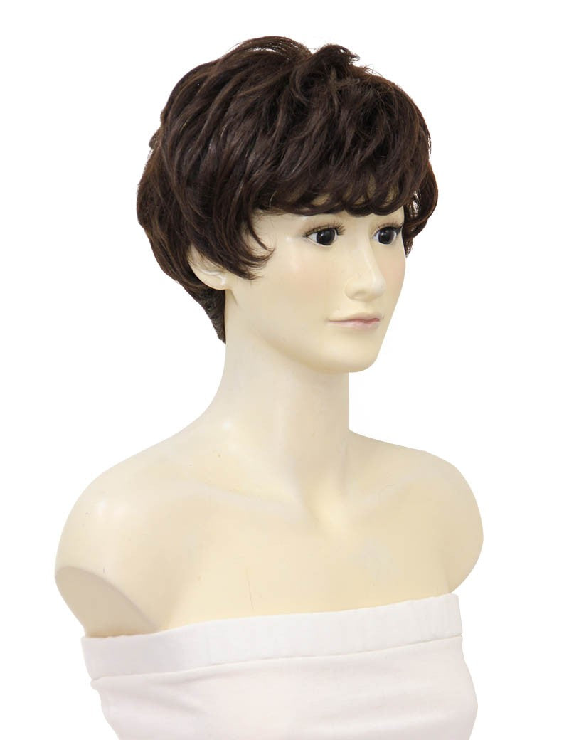 人毛ミックス | モノスキン半手植えの高品質ウィッグ | 医療用上品なショートスタイル | ウィッグネット付き HTBP-002
