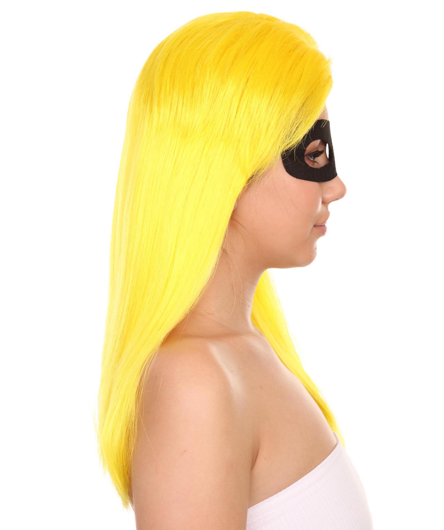 女性用 インクレディブルズ2 - インヴィジガール ヴァイオレット・パー イエローウィッグ マスクセット付き H-4593 TV/映画ウィッグ プレミアム 通気性の良いキャップレスキャップ
