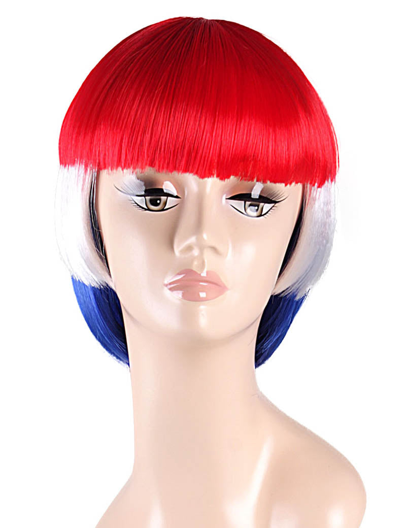 ハロウィンパーティープレミアムレディース Flag-002 ボブウィッグ マルチカラー ファンシーキャラクターファッションウィッグ ソフト合成繊維