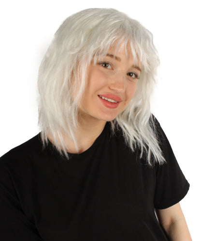女性用ショルダーレングスバング波状コスプレウィッグ ホワイト H-5229_18 ファンシースタイル プレミアムハロウィンパーティーウィッグコレクション