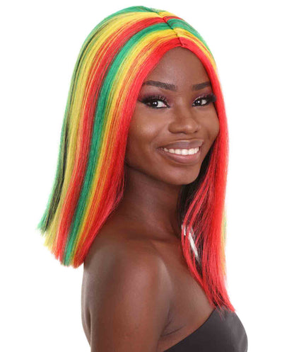 ハロウィンパーティープレミアム H-5249 女性用ショルダーレングスセレブリティガーナプライドウィッグ マルチカラー