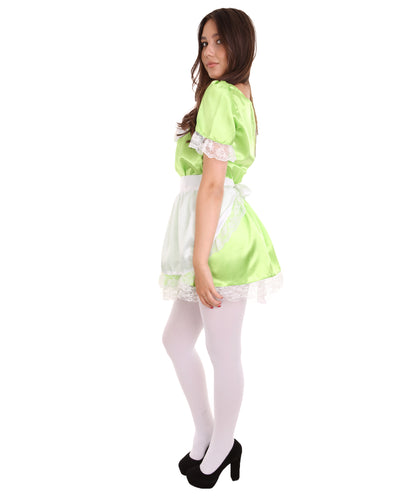 女性用 JCO-343_6 伝統的なメイド制服コスプレ ライムコスチューム