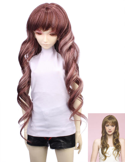 自然なロングトレズデザイン 可愛らしい人形のウィッグ W-702 ストロベリーブロンド ファンシースタイルの装い