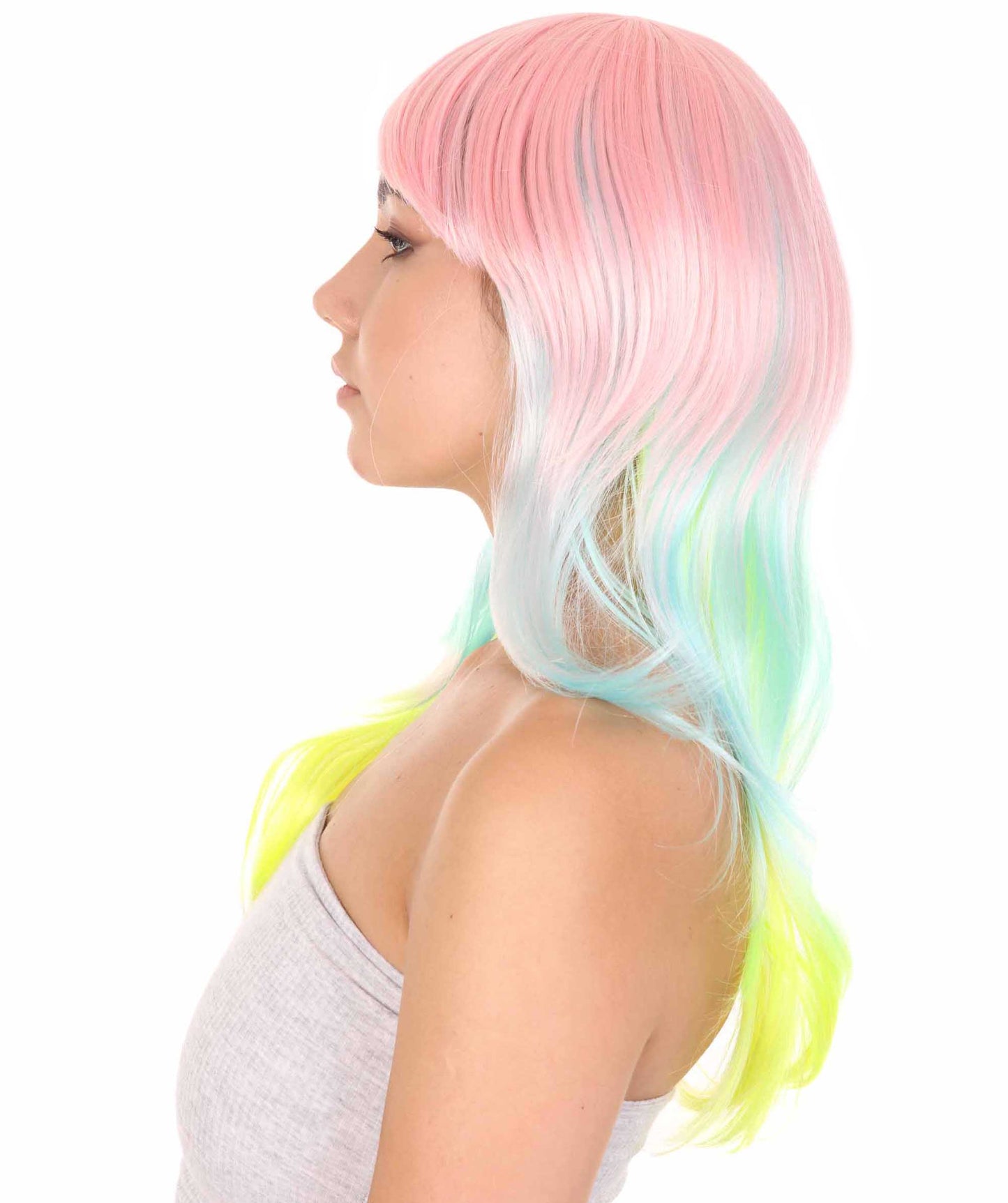 Wigs2youハロウィンパーティープレミアムレディースH-1975 美しい見た目のレインボーロングストレートウィッグ