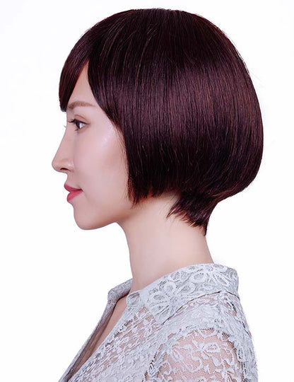 30歳〜40歳 若者の短い HT-022 100% ヒューマンヘア ナチュラルエレガンス ハンドタイド ヒューマンヘア束